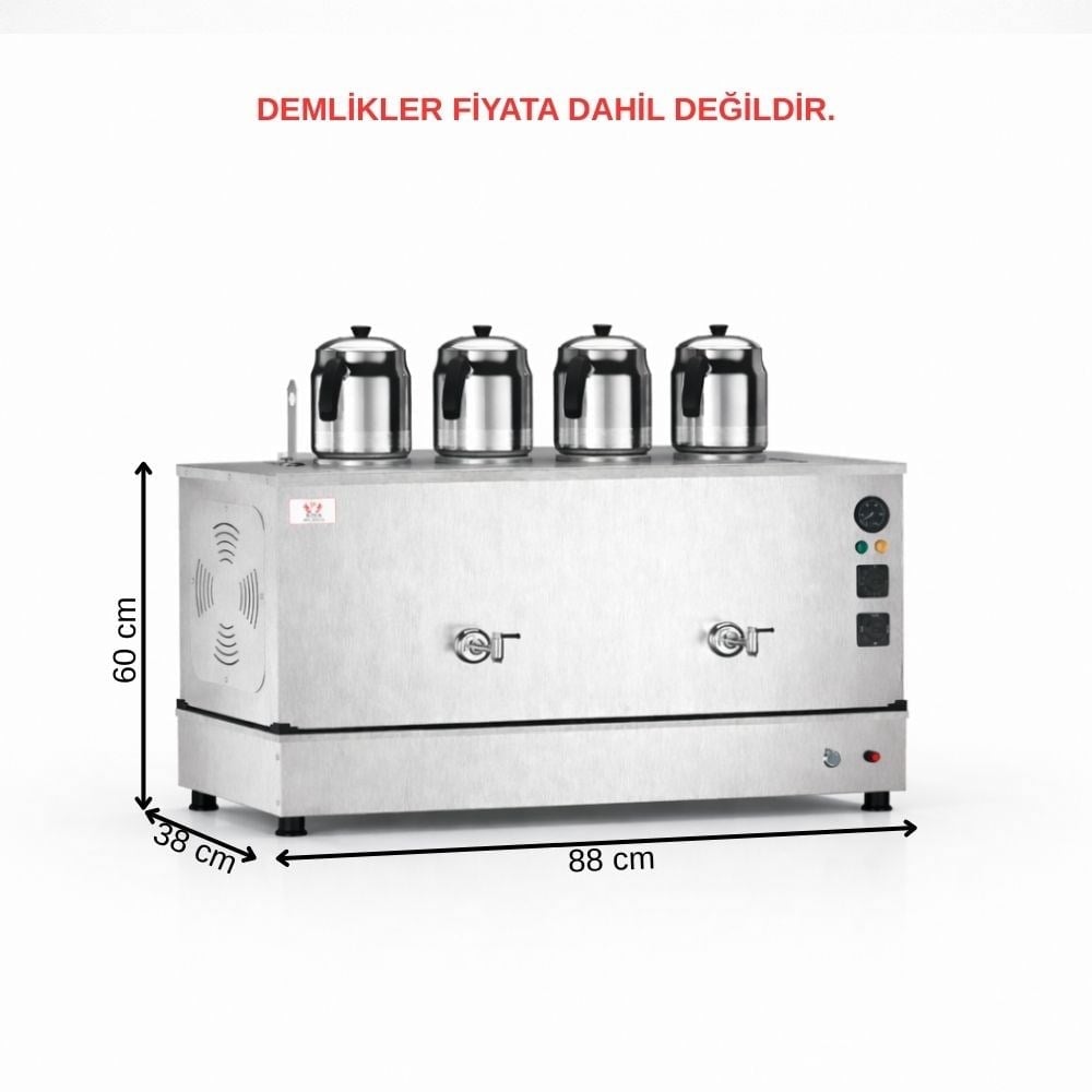 Anka Tüplü İnox Pro Compact Hibrit Smart 4 Demlikli 40 Litre Çay Makinesi