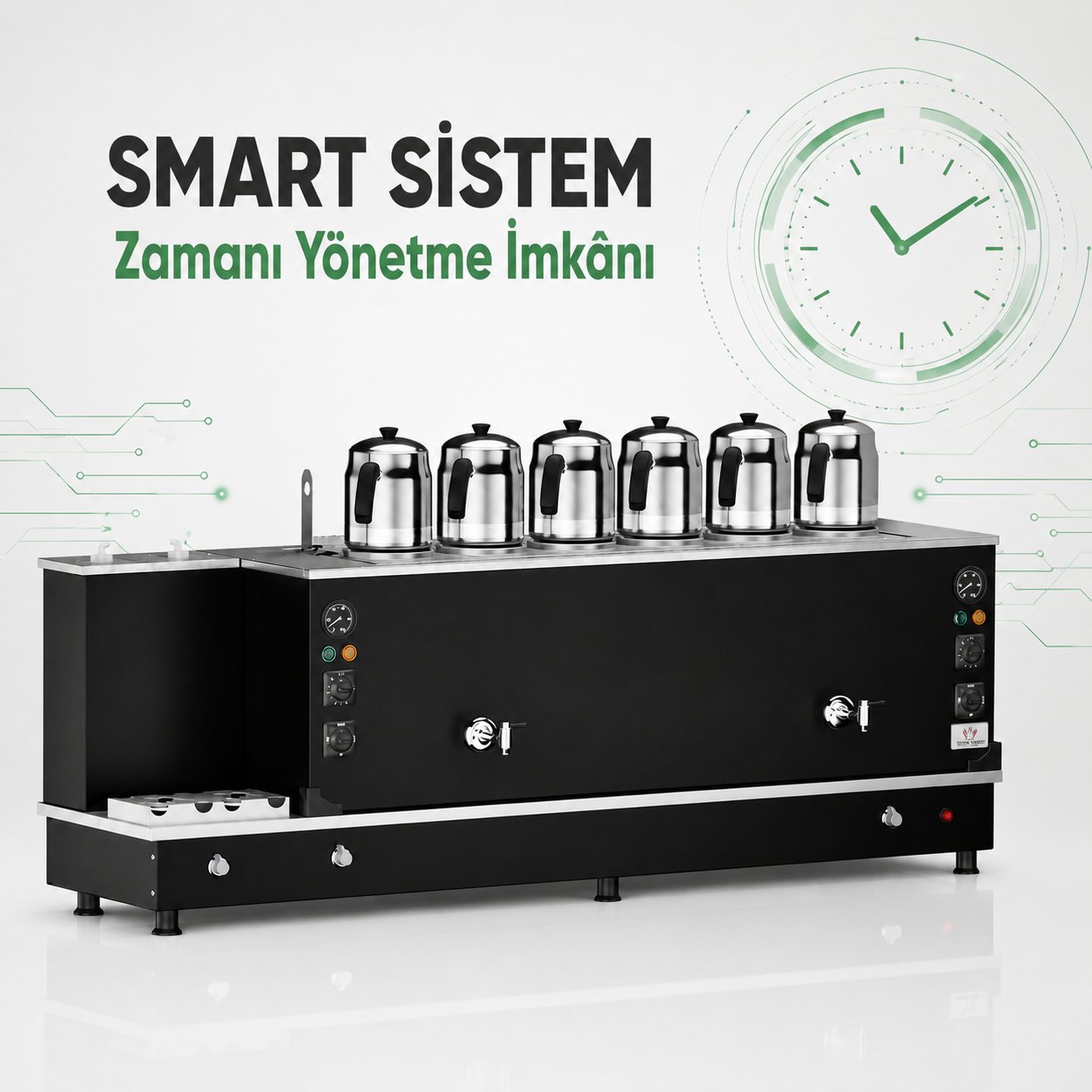 Anka Tüplü Statik Turbo Hibrit Smart 6 Demlik 60 Litre Çay Makinesi