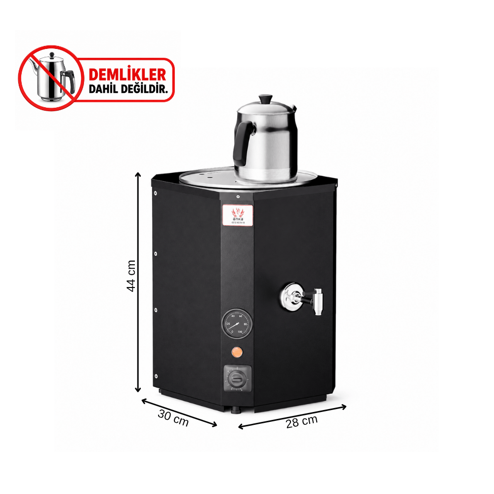 Anka Yeni Nesil Çay Makinası 1 Demlikli 10 Litre Siyah