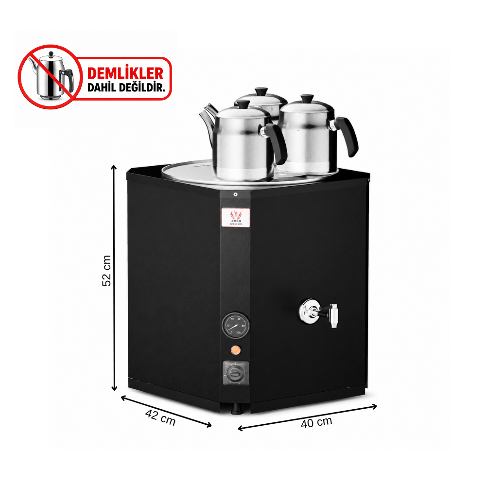 Anka Yeni Nesil Çay Makinası 3 Demlikli 35 Litre Siyah