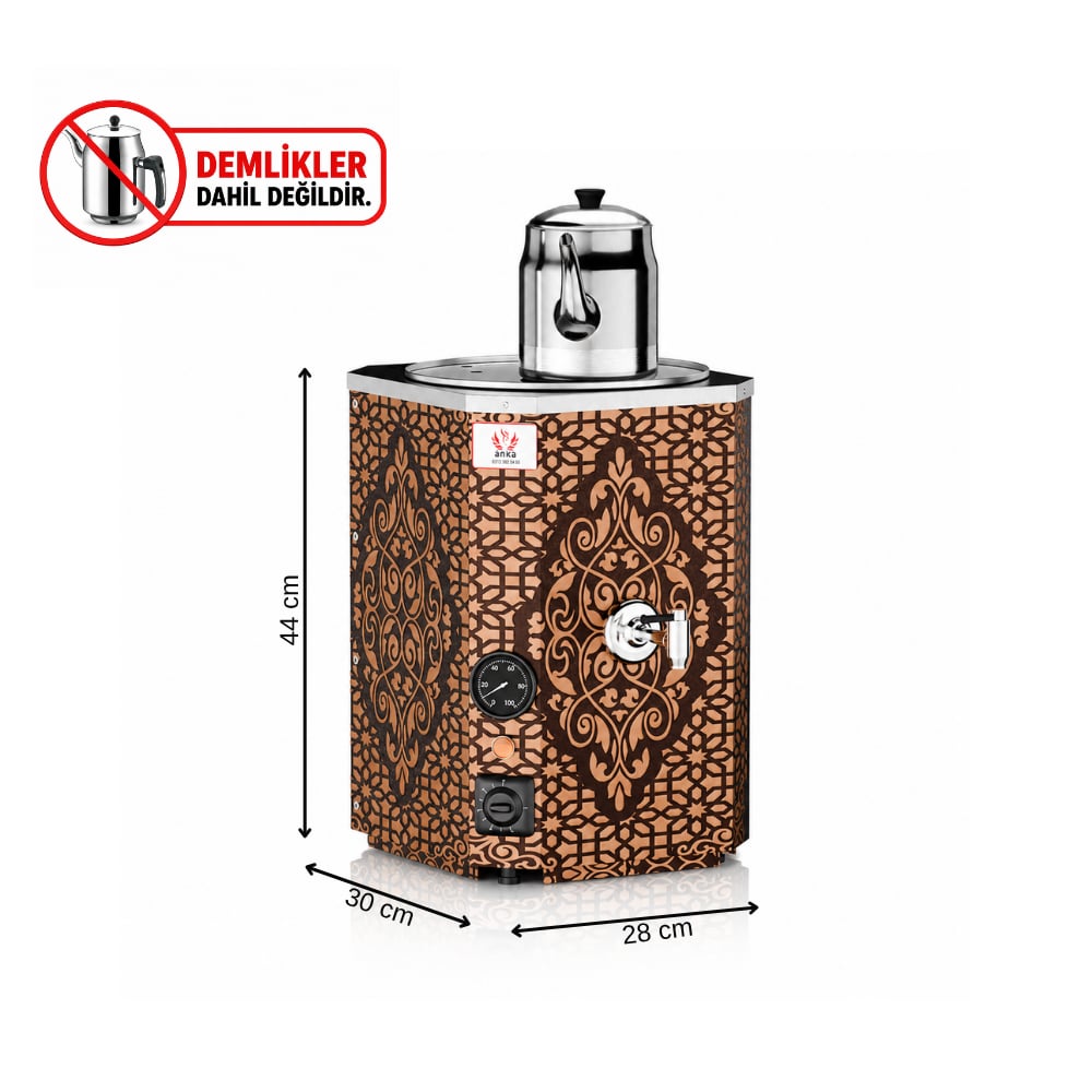Anka Elektrikli Bakır Yeni Nesil Jumbo 1 Demlikli 12 Litre Çay Makinesi
