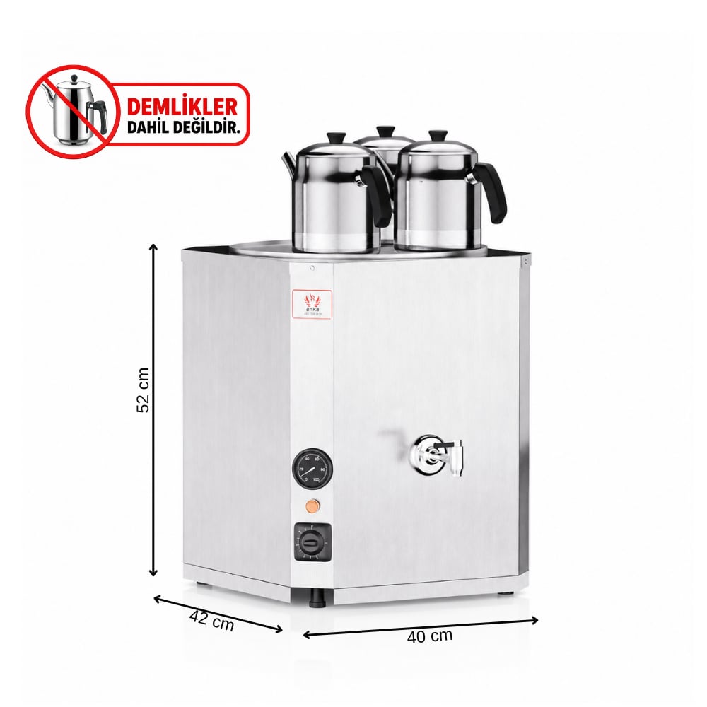 Anka Elektrikli İnox Yeni Nesil Jumbo 3 Demlikli 35 Litre Çay Makinesi