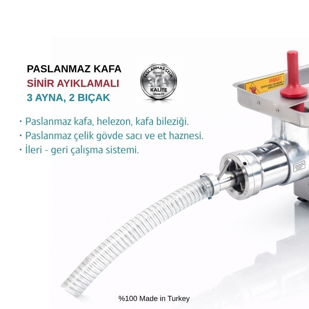 Bosfor No:32 Sinir Ayıklamalı Paslanmaz Kafa Et Kıyma Makinesi 380V