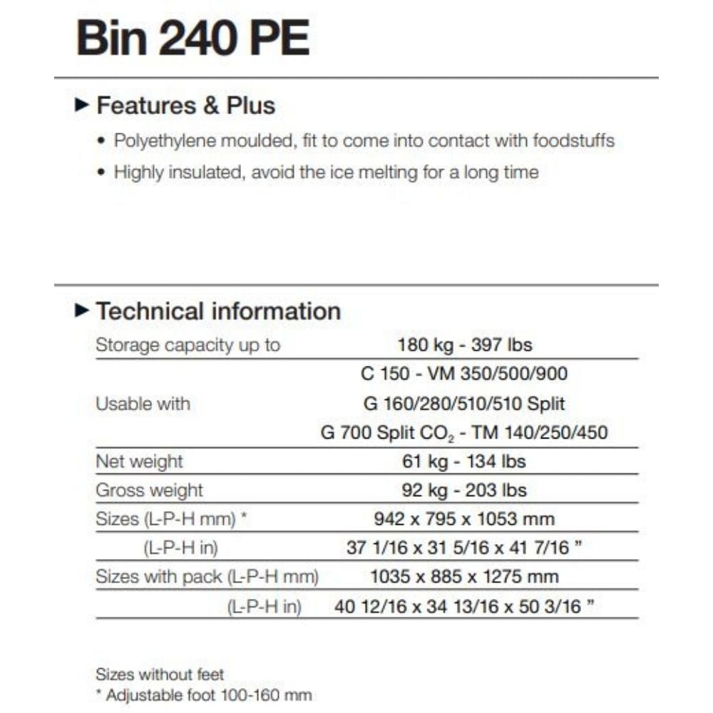 Brema 180 kg Kapasiteli Buz Depolama Alt Haznesi – BIN 240 PE