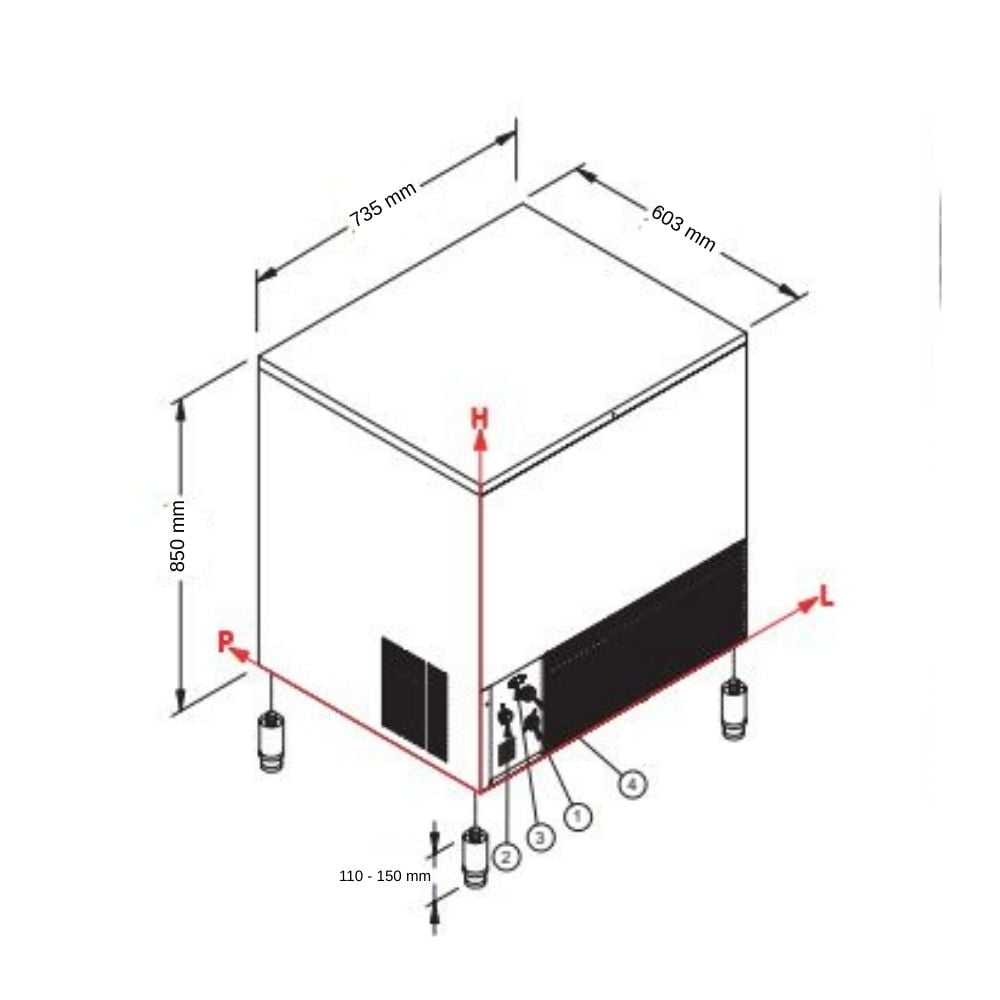 Brema 73 kg/gün Hazneli Ticari Küp Buz Makinesi – CB 640 A HC