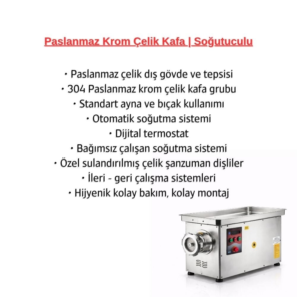 Çağdaş No 42 Soğutmalı Paslanmaz Kıyma Makinesi 380V