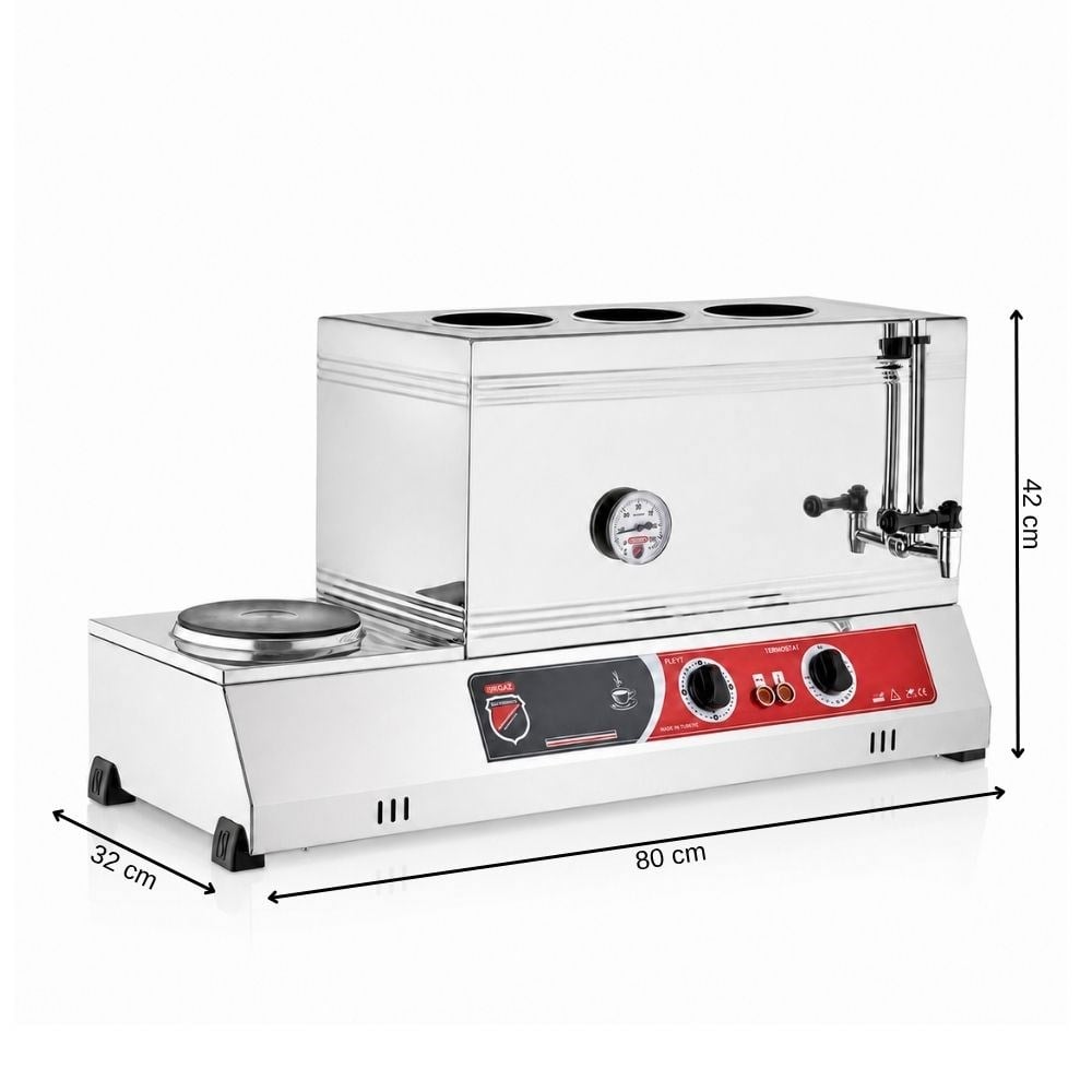 Silverinox Elektrikli 60lık - 3 Demlikli 33 Litre Çay Ocağı - Pleytli