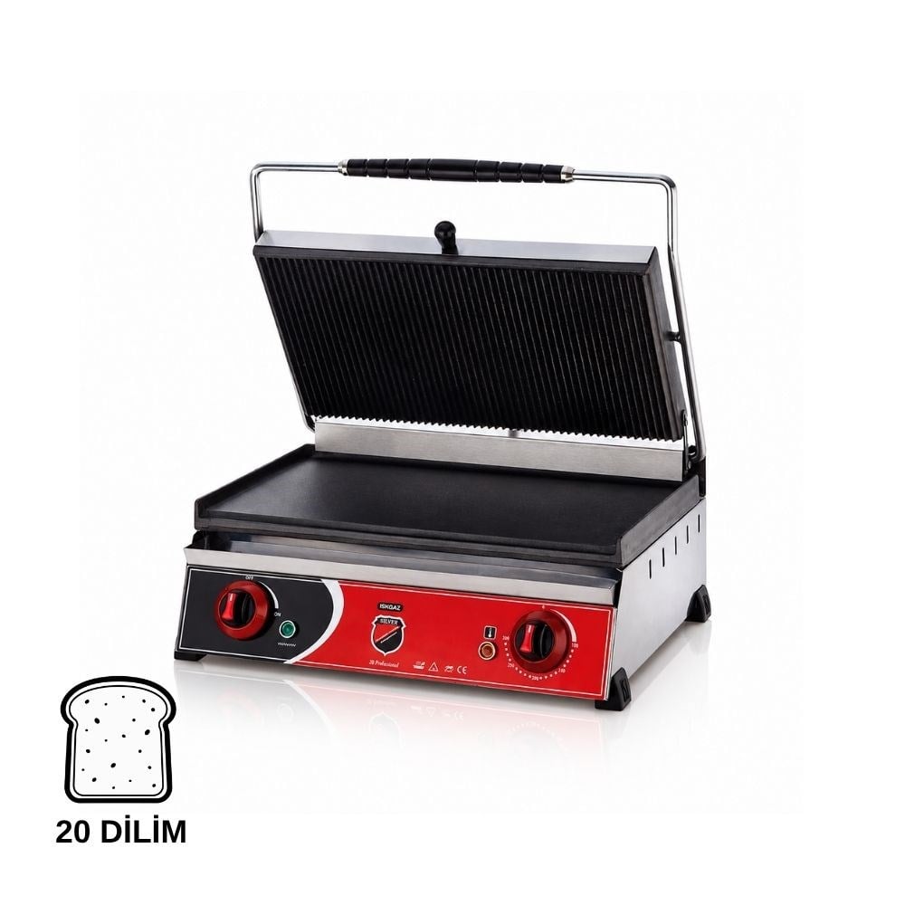 Silverinox Elektrikli 20 Dilim Altı Düz Döküm Tost Makinesi