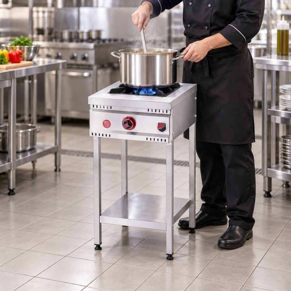 Silverinox Doğalgazlı Taban Raflı 1 Gözlü Ocak