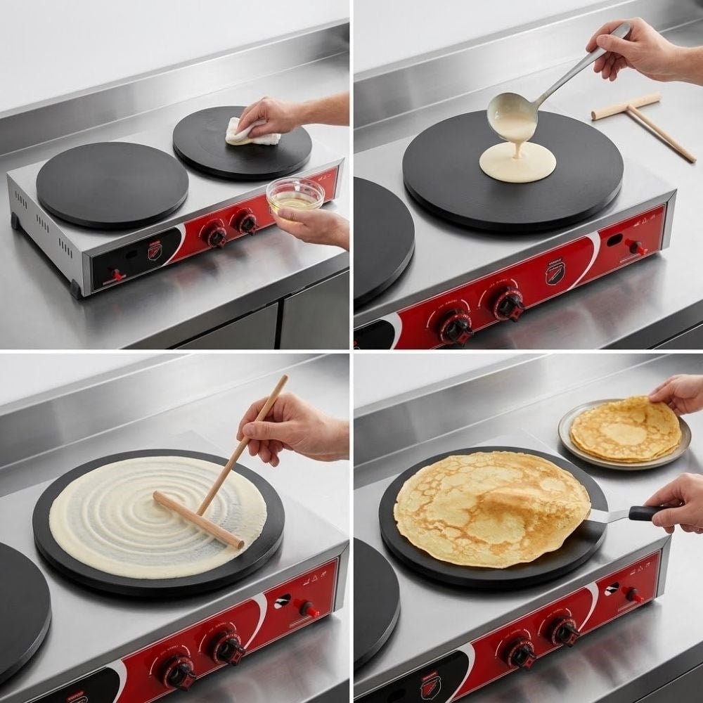 Silverinox Doğalgazlı Çiftli 40 Cm Krep Pişirme Makinesi