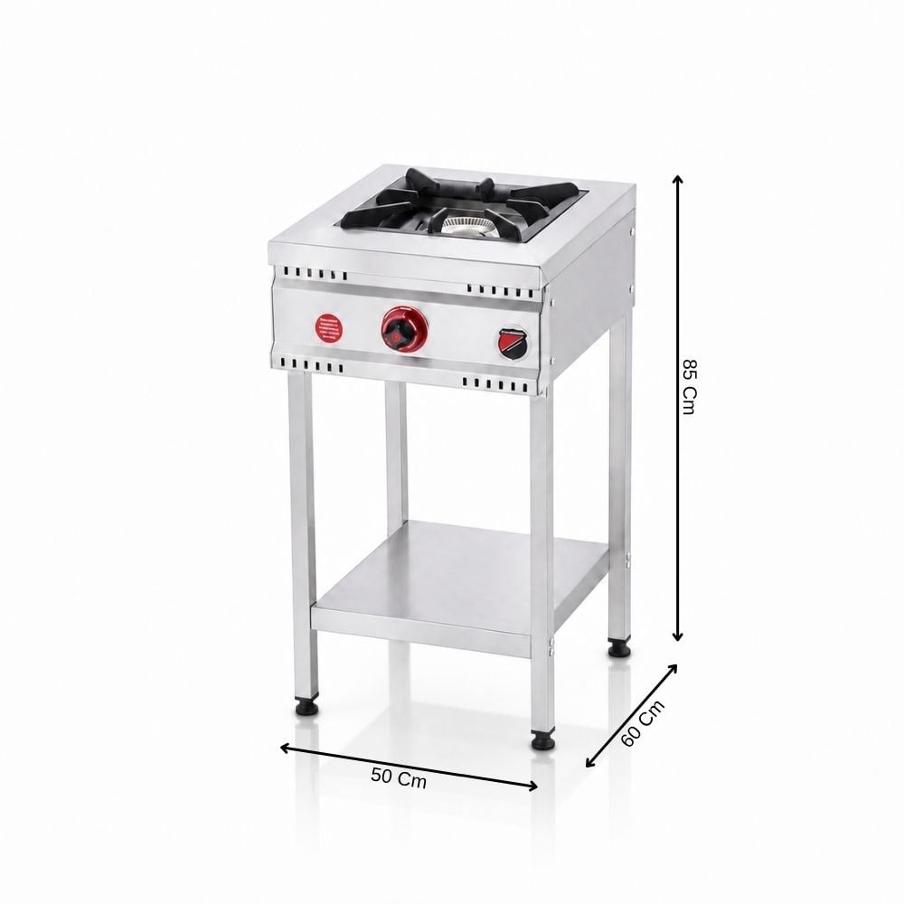 Silverinox Doğalgazlı Taban Raflı 1 Gözlü Ocak