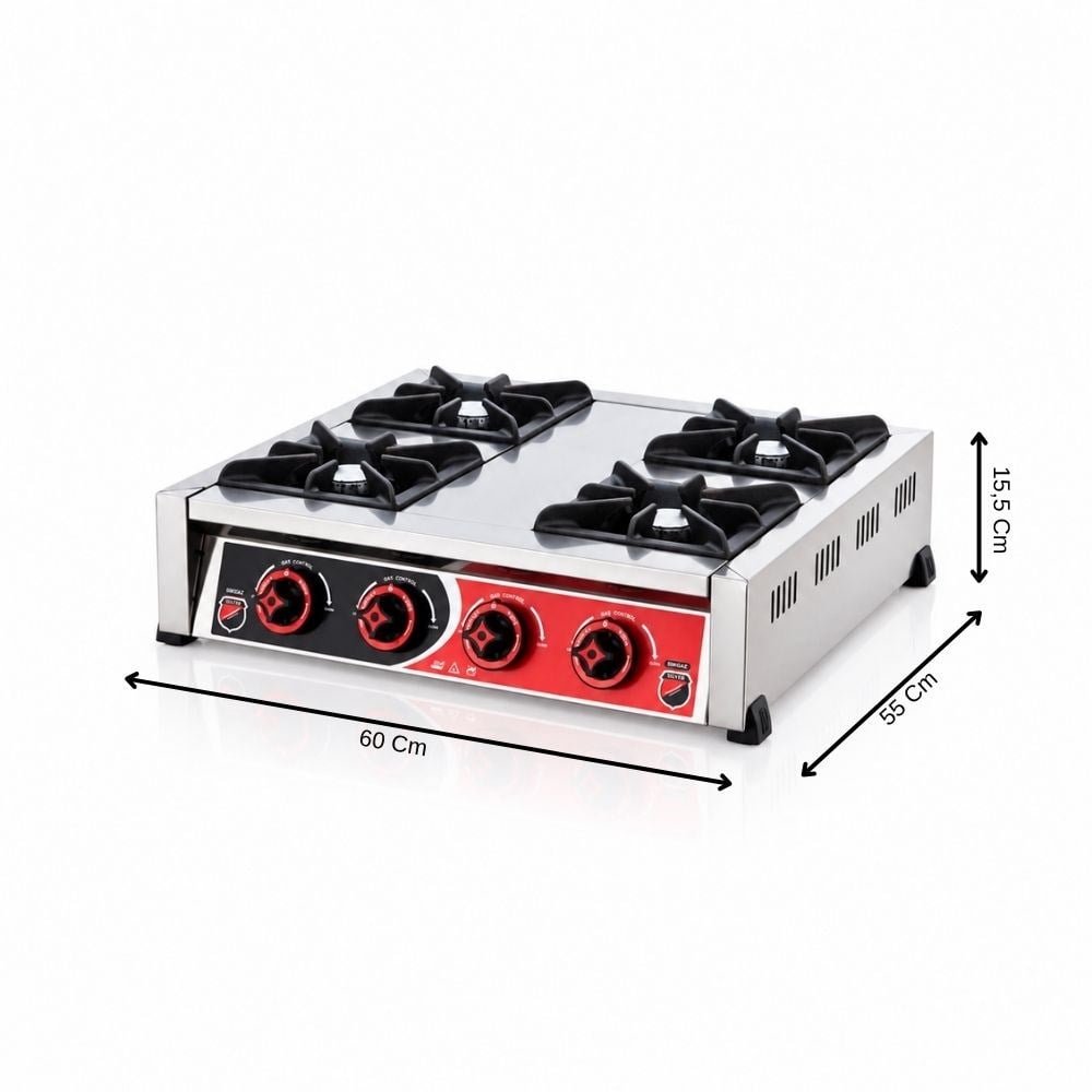 Silverinox Tüplü Set Üstü Mini 4 Gözlü Ocak