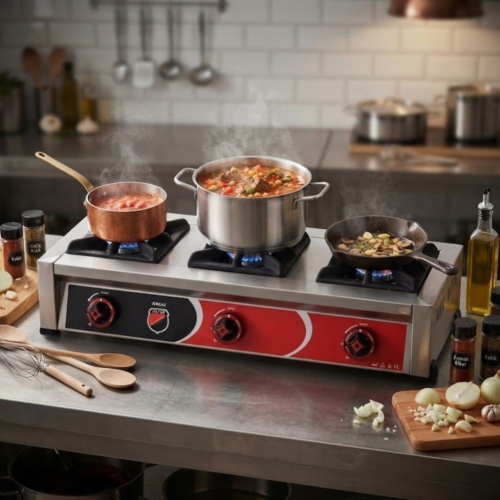 Silverinox Tüplü Set Üstü Mini 3 Gözlü Ocak