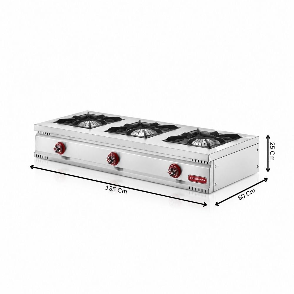 Silverinox Tüplü Set Üstü Midi 3 Gözlü Ocak