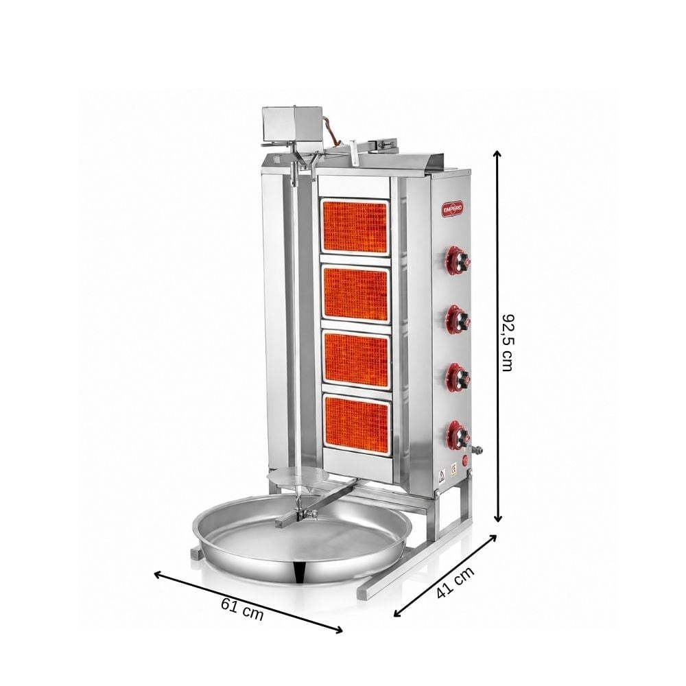 Silverinox Tüplü 4 Radyan Üstten Motorlu Döner Makinesi 