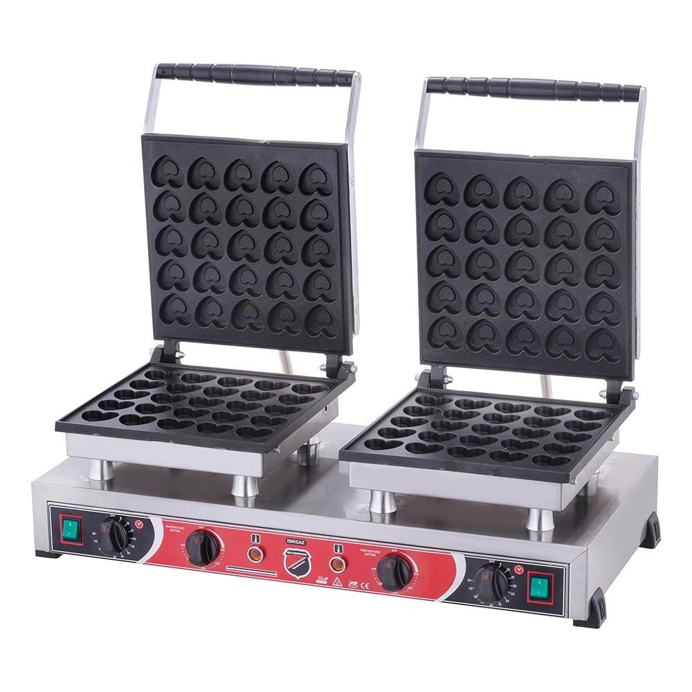 Işıkgaz Silverinox Elektrikli Çiftli Kalpli Bubble Waffle Makinesi