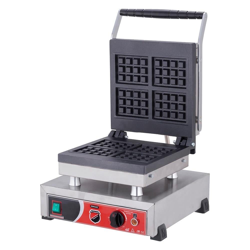 Işıkgaz Silverinox Endüstriyel Elektrikli Kare Waffle Makinesi - 4 Lü