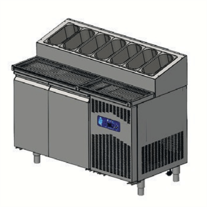 CSA Karacasan (430 Çelik) 141 cm İki Kapılı Pizza Hazırlık Dolabı