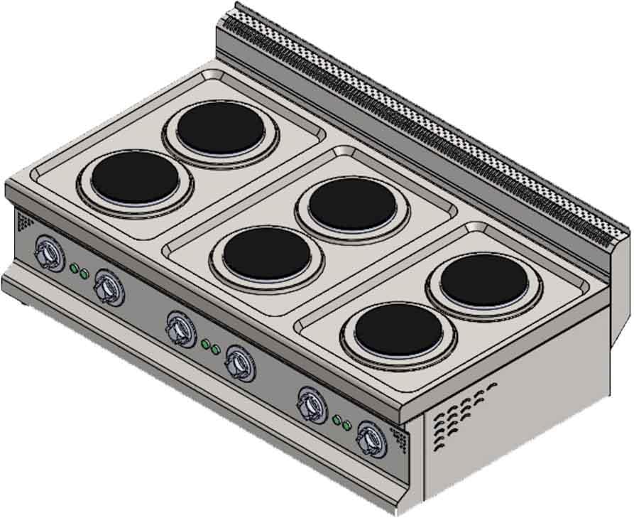 CSA Karacasan 900 Seri Set Üstü 120 cm 6 Gözlü Elektrikli Ocak