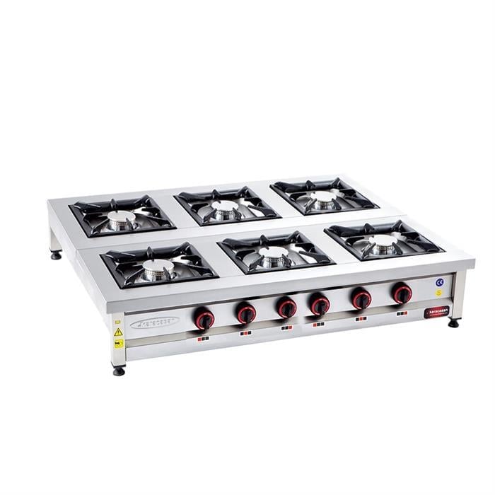 CSA Karacasan Set Üstü Altılı 6 Gözlü Doğalgazlı Ocak 150x100x25cm