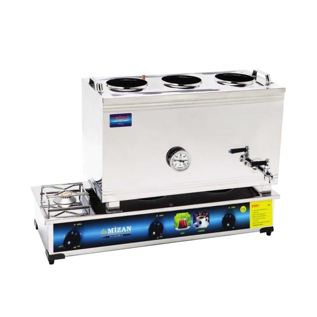 Mizan 60 Lık Doğalgazlı 40 Litre 3 Demlikli Çay Kazanı - Çay Ocağı
