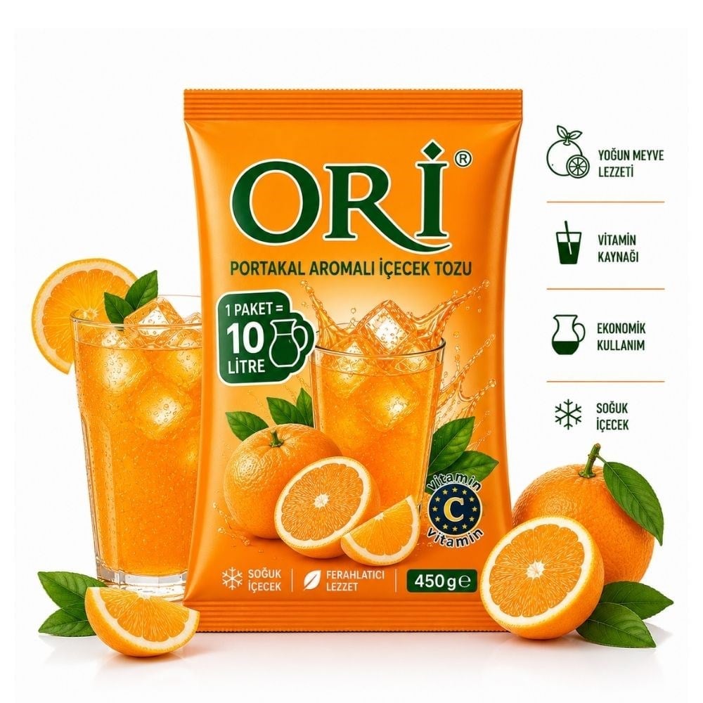ORİ Portakal Aromalı Soğuk Şerbetlik İçecek Tozu 450 Gr