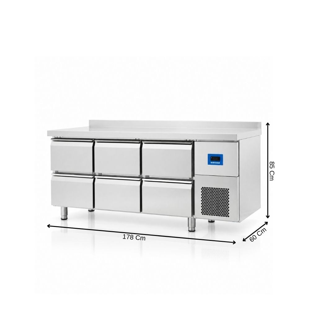 Öztiryakiler TA 360 NMV 6 Çekmece Tezgah Tip Buzdolabı 380 Litre 304 Çelik
