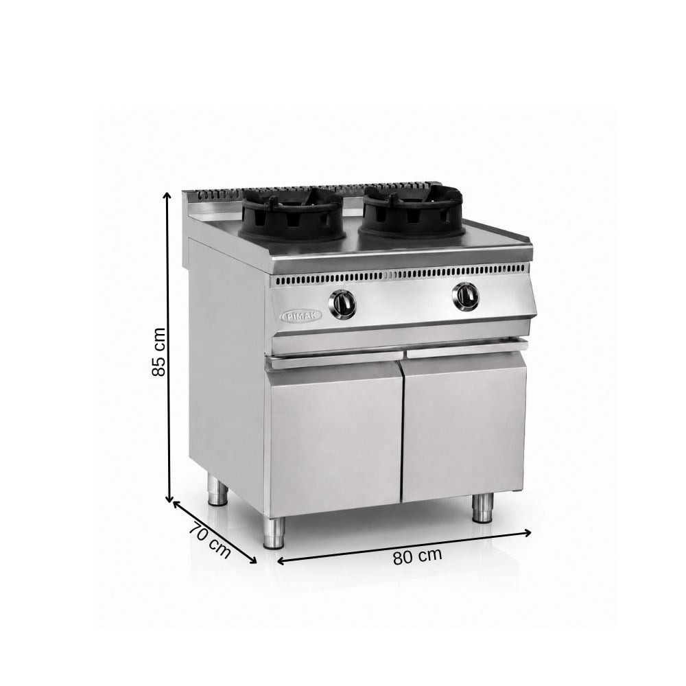 Pimak 700 Seri Dolaplı Çiftli Tüplü Wok Ocak