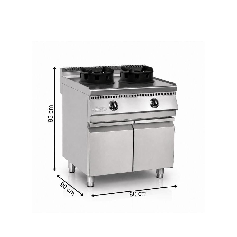 Pimak 900 Seri Dolaplı Çiftli Tüplü Wok Ocak