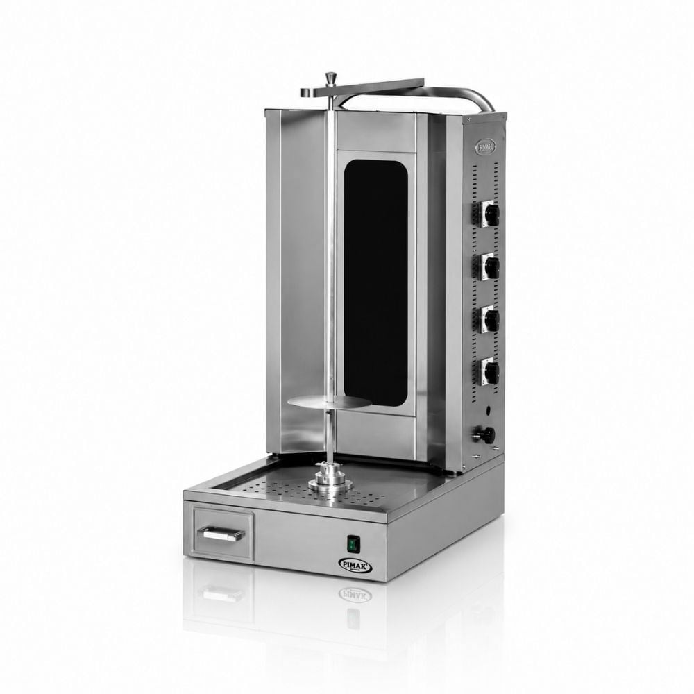 Pimak Elektrikli Alt Motorlu Camlı Döner Makinesi 4 Radyanlı 50x71x115 cm  