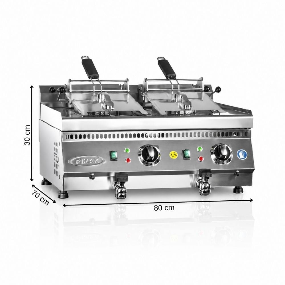 Pimak Elektrikli Fritöz 700 Seri 12 + 12 LT 80 x 70 x 85 (cm)