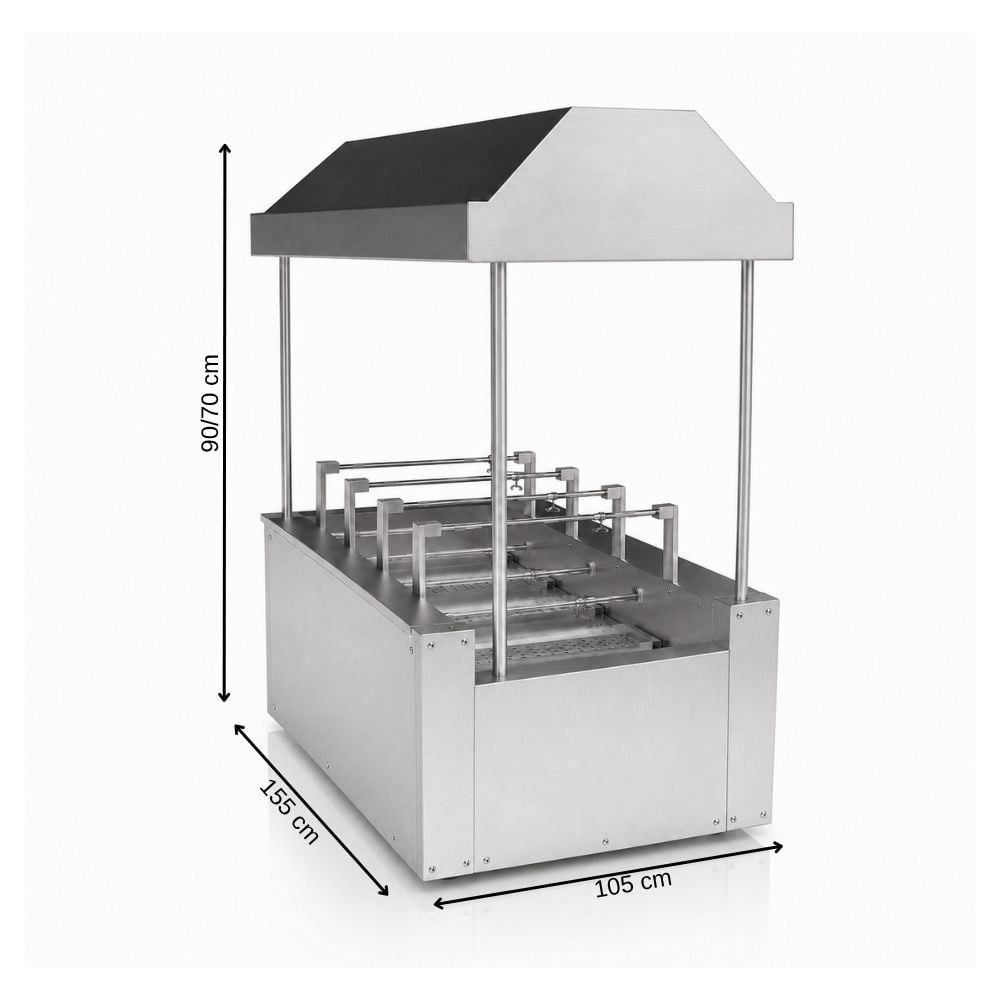 Pimak Kömürlü Yatay Tip Piliç Makinesi 4 + 4 şiş 20 + 20 Piliç