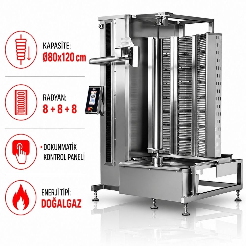 Pimak Robot Döner Makinaları 8+8+8 Radyanlı Doğalgazlı