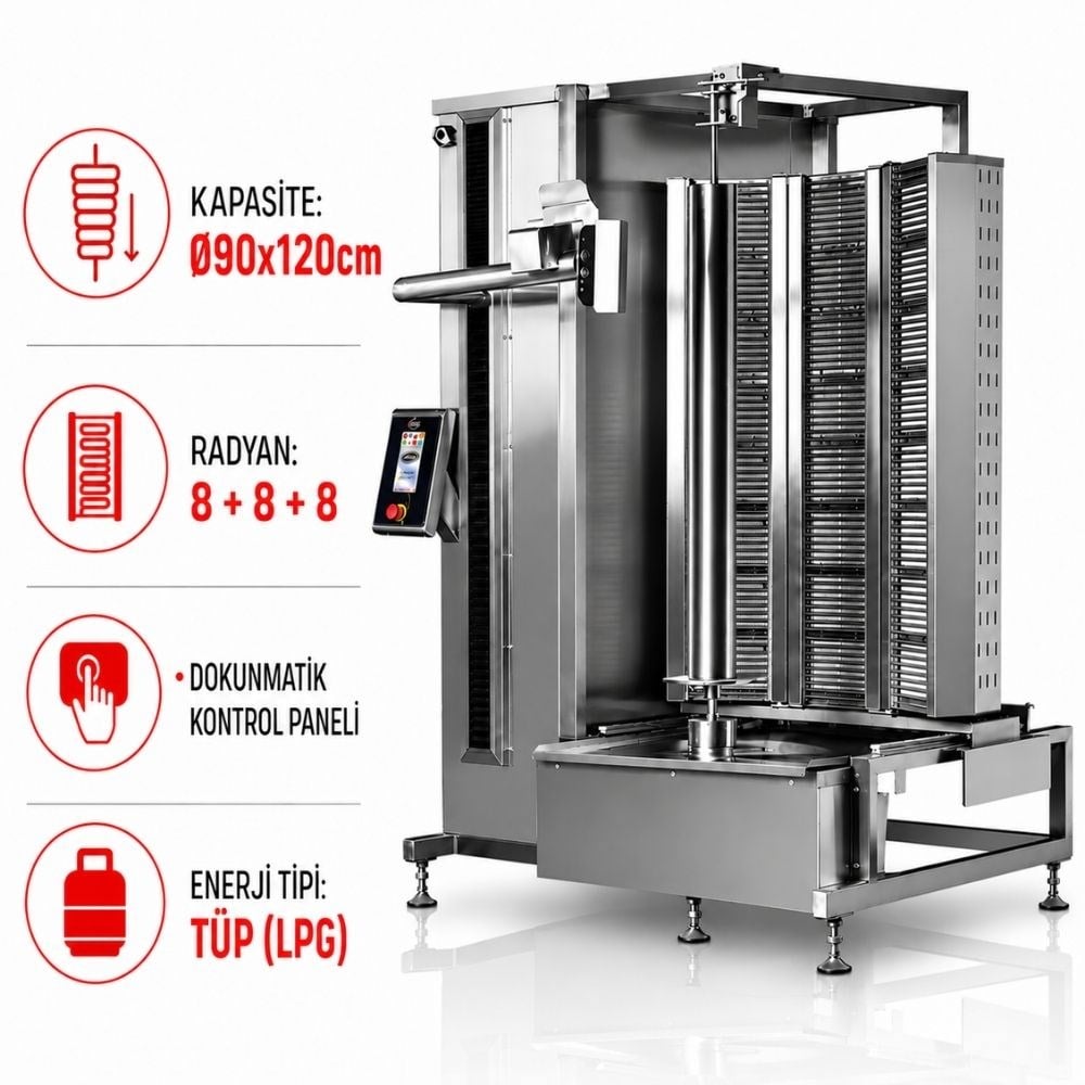 Pimak Robot Döner Makinaları 8+8+8 Radyanlı Tüplü 540 Kg