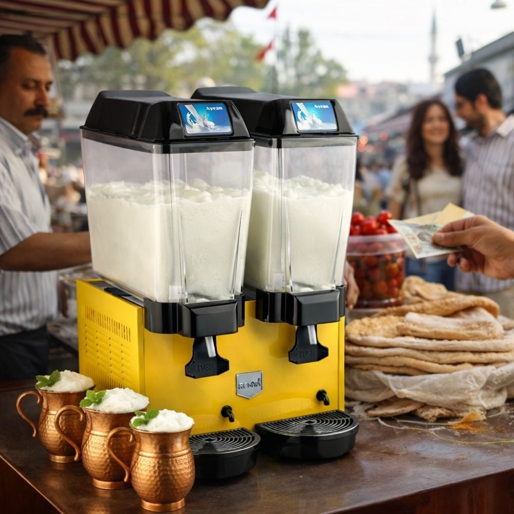 Remta 20+20 Litre Çiftli Karıştırıcılı Ayran Soğutucu Sarı - ST14