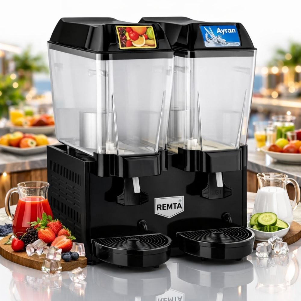 Remta 20+20 Litre Çiftli Şerbet ve Ayran Soğutucu Siyah - ST13