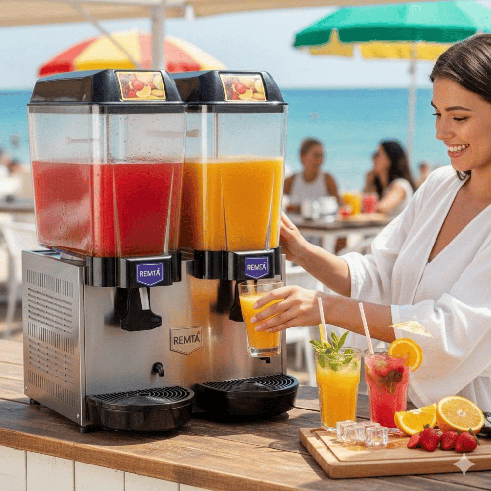 Remta 20+20 Litre Çiftli Şerbet Soğutucu Gri - ST12