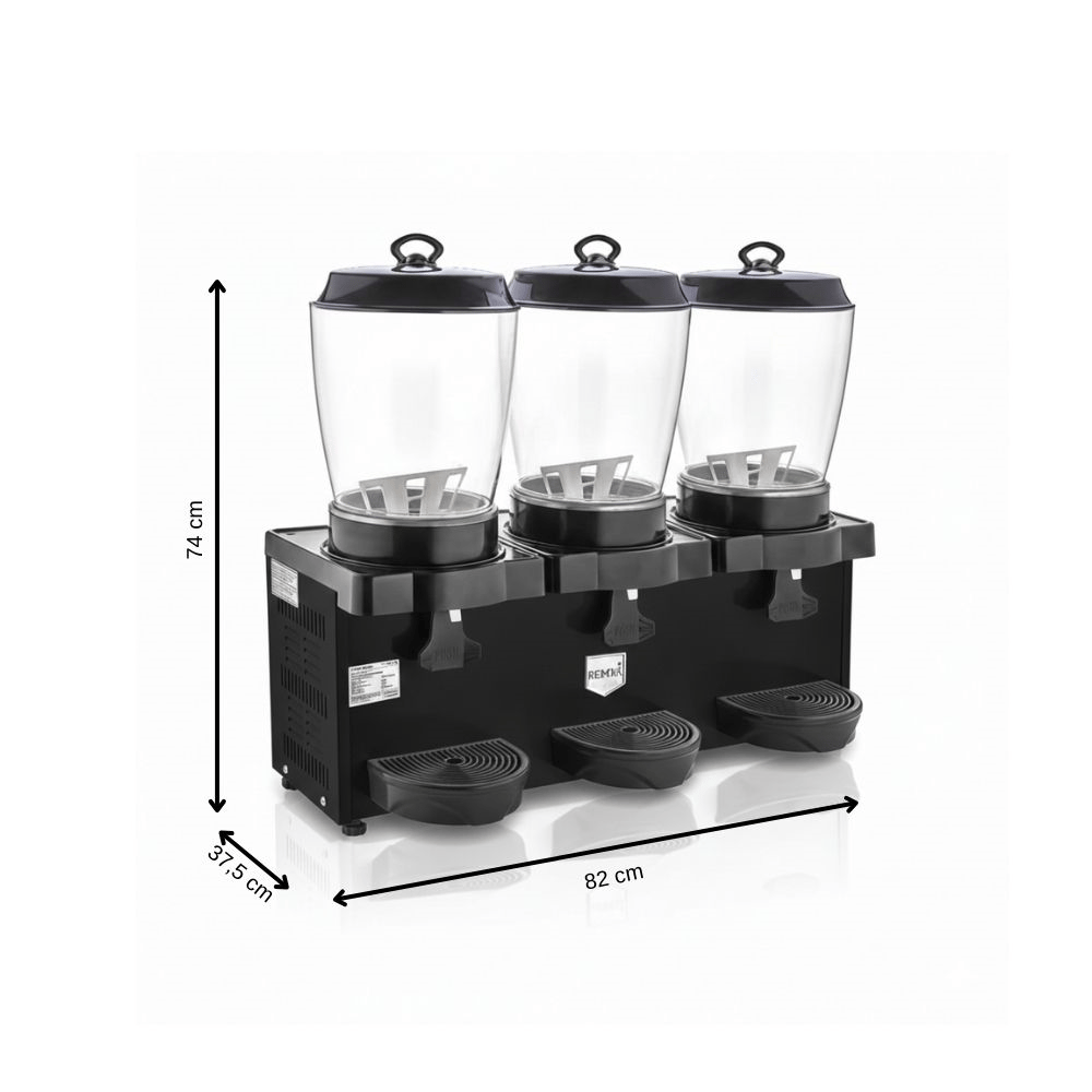 Remta ST38 Royal Mini Üçlü Şerbet ve Ayran Soğutucu 11+11+11 Litre - Siyah