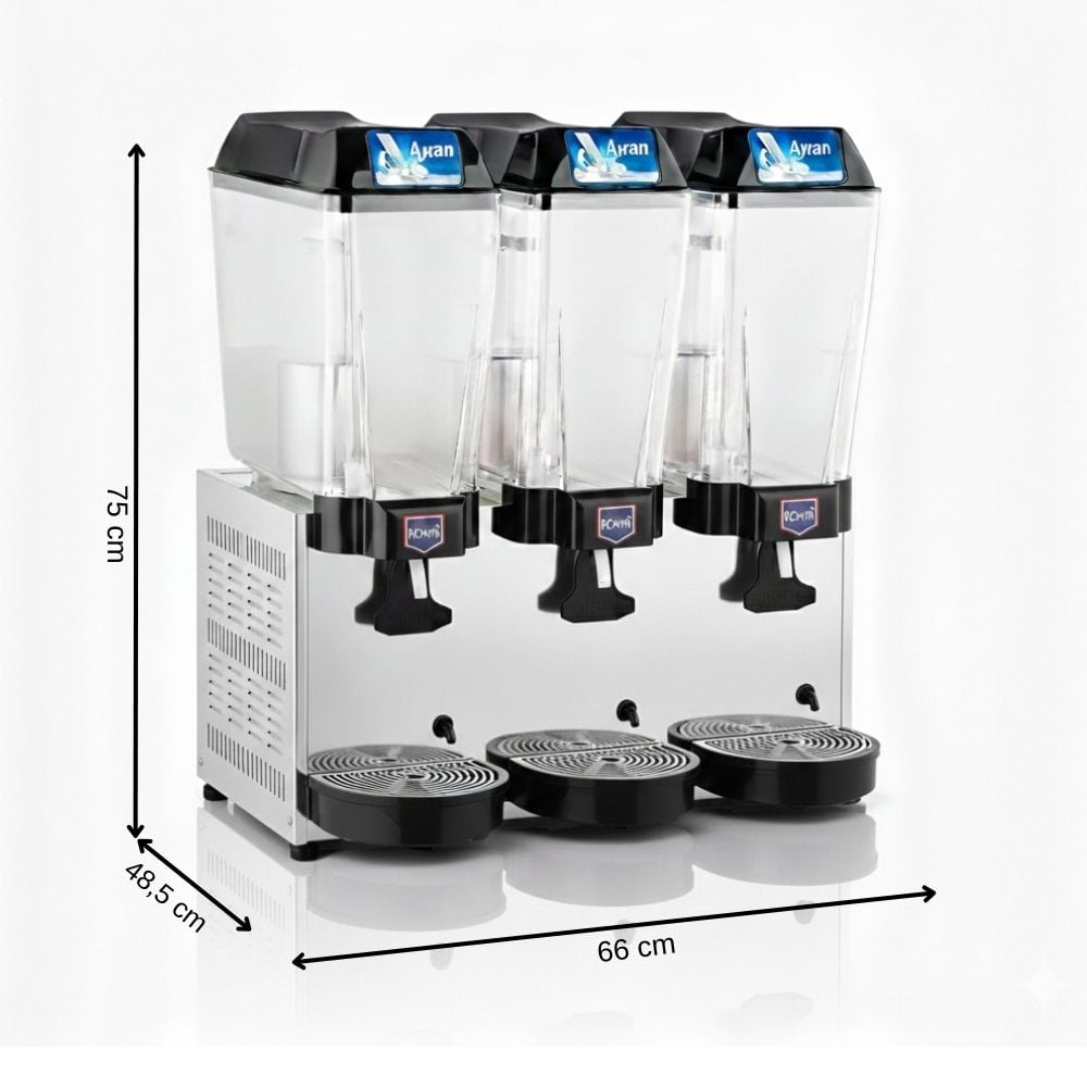 Remta 20+20+20 Litre Üçlü Karıştırıcılı  Ayran Soğutucu Gri- ST20