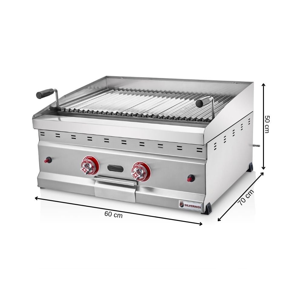 Silverinox Doğalgazlı Set Üstü Amerikan Lavtaşlı Izgara 70 Cm