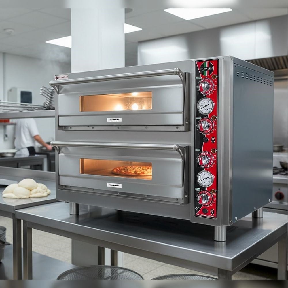 Silverinox Elektrikli Çift Kat 30 Cm 6+6 Pizza Kapasiteli Pizza Fırını 380V