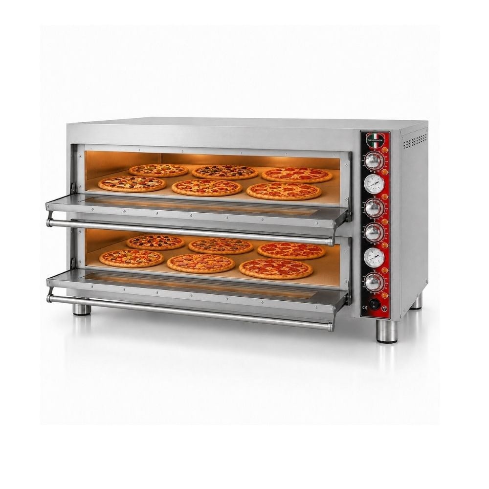 Silverinox Elektrikli Çift Kat 30 Cm 6+6 Pizza Kapasiteli Pizza Fırını 380V