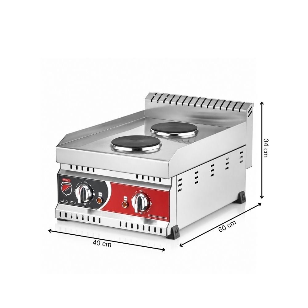 Silverinox Elektrikli Set Üstü 2 Gözlü Pleyt Isıtıcı 220V