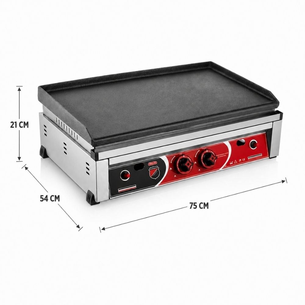 Silverinox Tüplü Set Üstü Döküm Düz Pleyt Izgara 70 Cm