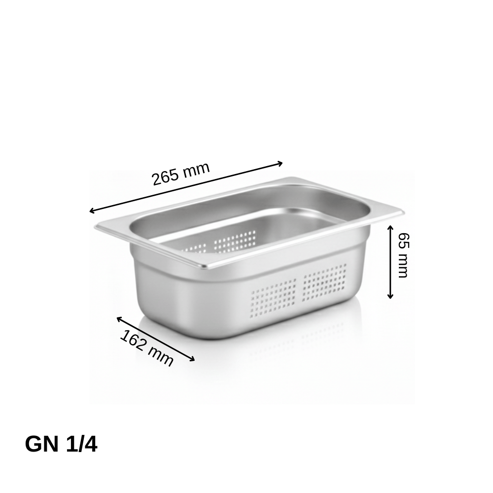 ÜRET Delikli Gastronom Küvet GN 1/4 65 mm 1,8 lt