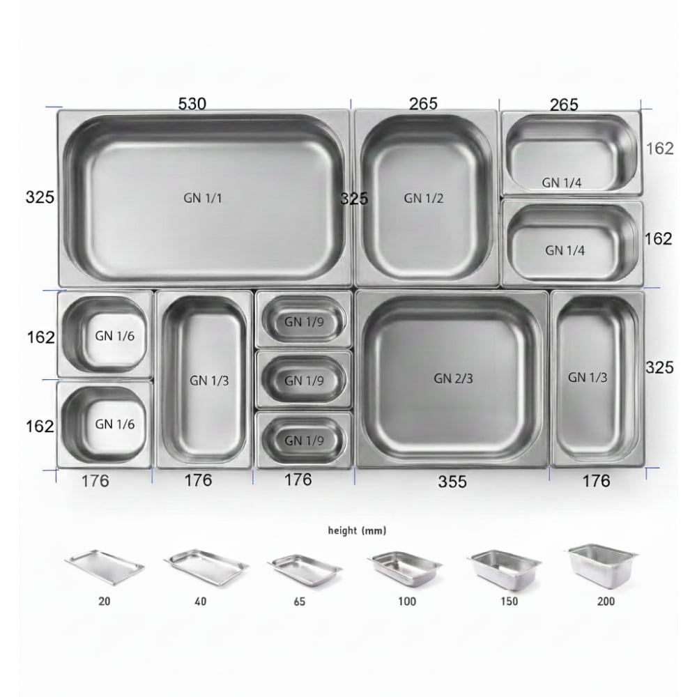 ÜRET Saplı Gastronom Küvet GN 2/3 200 mm 18 lt