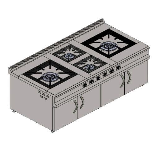 Karacasan Endüstriyel 200x100 Cm Lpg Tüplü 8 Li Dolaplı Kuzine Ocak