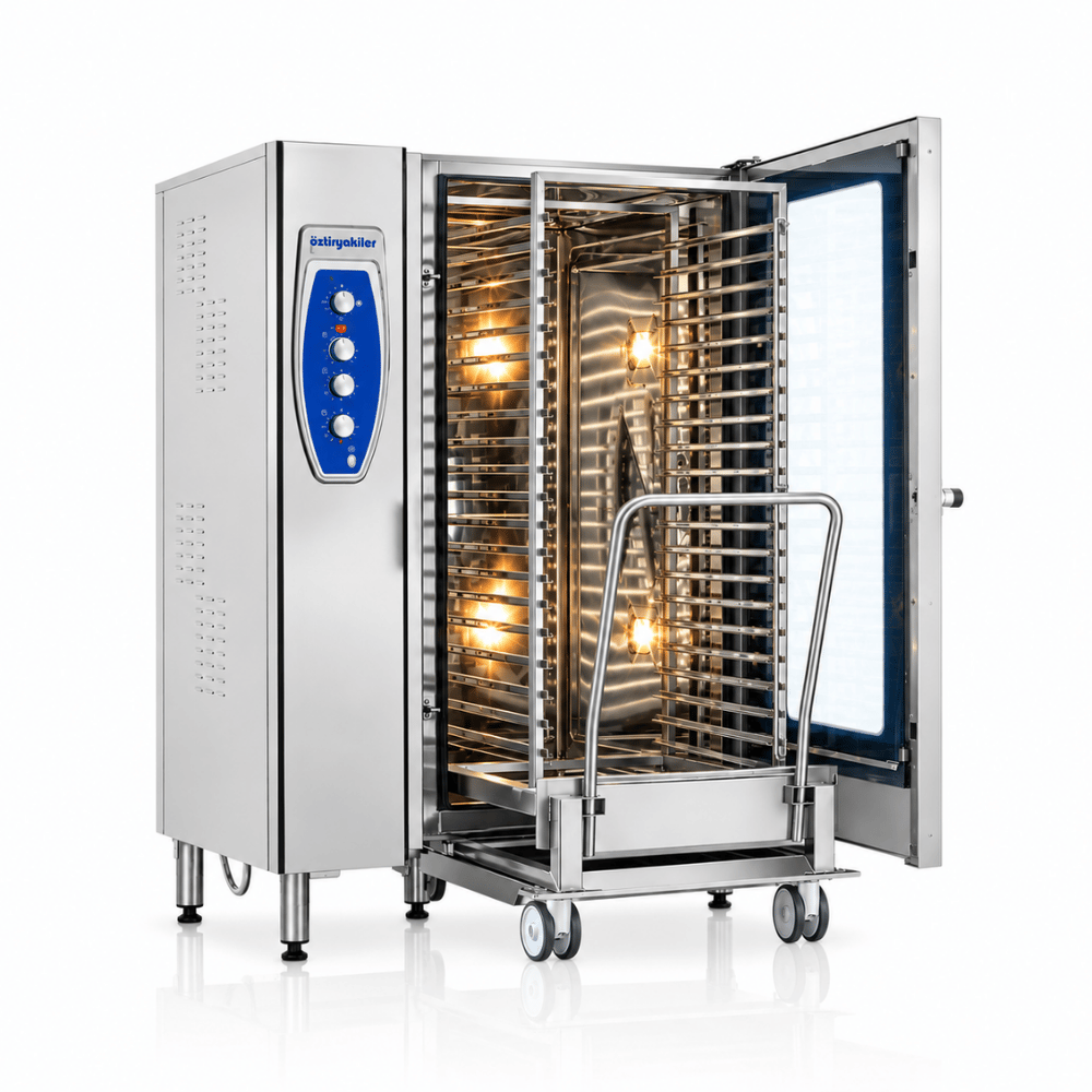 ÖztiryakilerÖztiryakiler Tüplü Konveksiyonlu Fırın GN 2/1 - 20 Tepsi Kit Arabalı 380V7890.20G21.03TK-G