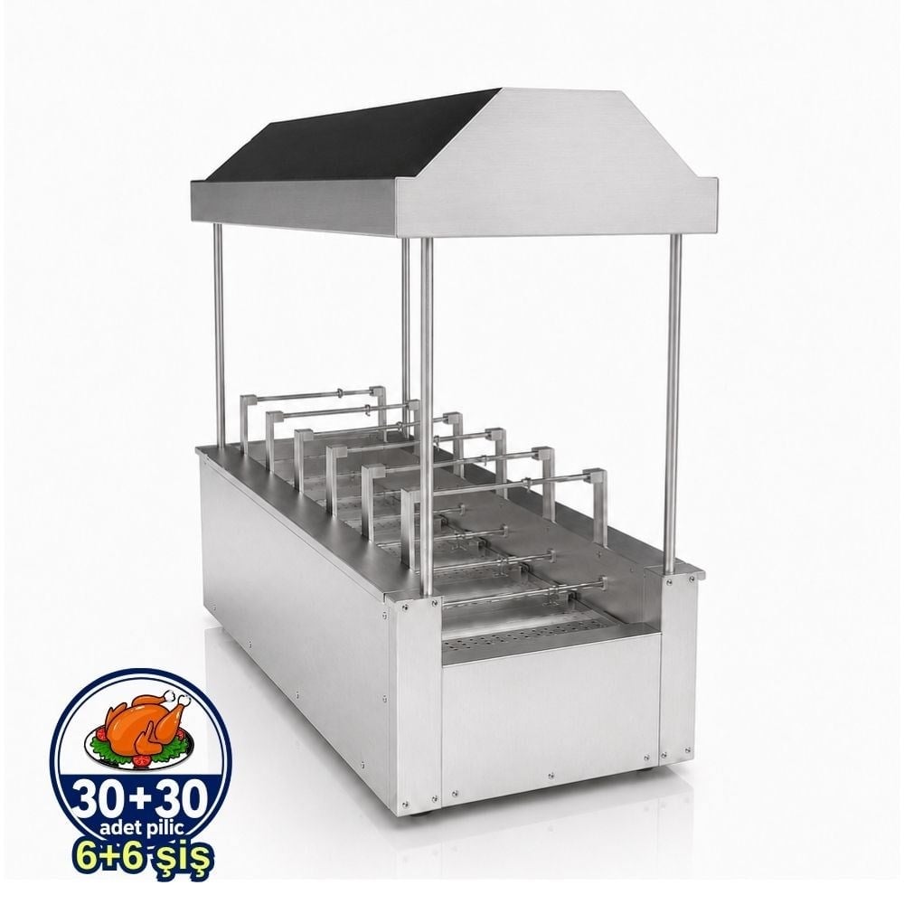 PimakPimak Kömürlü Yatay Tip Piliç Makinesi 6+6 Şiş 30 + 30 PiliçKM012-6