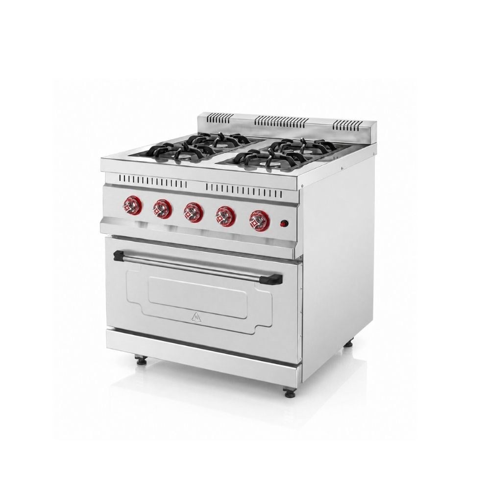 Işıkgaz SilverinoxSilverinox Doğalgazlı 4 Ocak 1 Fırın Kapasiteli Kuzine 80x80 CmKZN-80